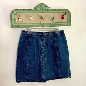 Vintage 90s Kate Hill denim button front Skort size 12 petite blue women’s
